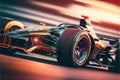 Futuristic generic concept sport Formula one car speeding on the road, generative ai Royalty Free Stock Photo