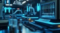 Futuristic genetic research lab with advanced automated DNA analysis