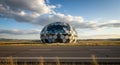 Futuristic Geodesic Dome Building in a Vast Open Landscape Under a Cloudy Sky architecture Royalty Free Stock Photo