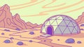 Futuristic Geodesic Dome, Martian Landscape Vector Art, vector design Generative AI Royalty Free Stock Photo