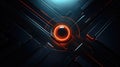 Futuristic Geometric Abstraction: Bright Orange Orb on Dark Background Royalty Free Stock Photo