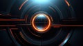 Futuristic Geometric Abstraction: Bright Orange Orb on Dark Background Royalty Free Stock Photo