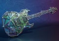 A futuristic, geometric guitar design composed of interconnected triangular facets, Royalty Free Stock Photo