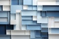 Futuristic Geometric intricated 3D wall in light blue and white color