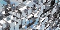 Futuristic geometric metallic cube pattern design for technology background