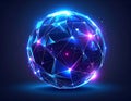 Futuristic geometric sphere with glowing nodes representing global technology Royalty Free Stock Photo