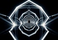Futuristic geometric tunnel with bright white light Royalty Free Stock Photo