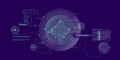 Futuristic geoscience HUD interface design with data decoding.