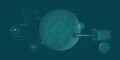 Futuristic geoscience HUD interface design with data decoding.