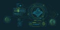 Futuristic geoscience software screen design with data decoding.