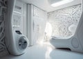 Futuristic girls' and children's room as it will look in the future. Royalty Free Stock Photo