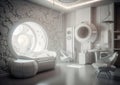 Futuristic girls' and children's room as it will look in the future. Royalty Free Stock Photo