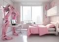 Futuristic girls' and children's room as it will look in the future.