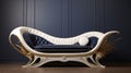 Futuristic Glam Blue And White Sofa - Zbrush Design