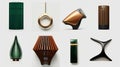 Futuristic Glamour: Dark Green And Light Bronze Wood Products