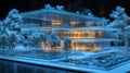 Futuristic Glass Building Design with Glowing Blue Details Royalty Free Stock Photo