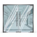 A futuristic glass door with intricate patterns and a modern design Royalty Free Stock Photo