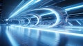 Futuristic glass tunnel in transportation hub Royalty Free Stock Photo