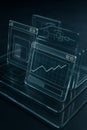 Futuristic Glass UI Widgets Displaying Data Analytics Royalty Free Stock Photo