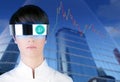 Futuristic glasses woman Bitcoin BTC trader