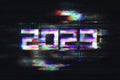 Futuristic Glitch Art Representation of the Year 2029 in Digital Style. Royalty Free Stock Photo