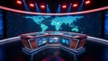 Futuristic Global Command Center with Digital Map and Holographic in Dark Blue Lighting Royalty Free Stock Photo