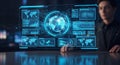 Futuristic Global Data Analysis Interface Royalty Free Stock Photo