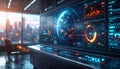 Futuristic Global Data Analytics Dashboard with AI Technology and Big Data Visualization Royalty Free Stock Photo