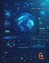 Futuristic Global Data Analytics HUD Interface Royalty Free Stock Photo