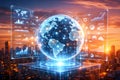Futuristic Global Data Visualization Representing Digital Transformation And Smart City Analytics Royalty Free Stock Photo