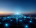 Global Digital Network Connection Over Smart City Technology Communication Concept Royalty Free Stock Photo