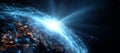 Futuristic Global Network Visualization With Glowing Digital Earth Connections Royalty Free Stock Photo