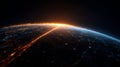 Futuristic Global Network Visualization With Glowing Digital Earth Connections Royalty Free Stock Photo