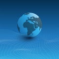 Futuristic Global Technology, Networking and Cloud Computing Design Concept with Earth Globe and 3D Wavy Mesh Pattern Royalty Free Stock Photo
