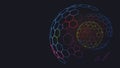 Futuristic globe data network hexagonal science background