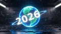 Futuristic 2026 Globe in Digital Environment Royalty Free Stock Photo
