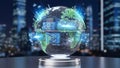 Futuristic Globe with Digital Network RealTime Data Display Royalty Free Stock Photo