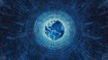 Futuristic Globe with Digital Network Technology, Global Data Connection, Sci-Fi Earth Space Background Royalty Free Stock Photo