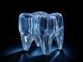 Futuristic glossy tooth over dark background.