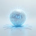Futuristic Glowing AI Data Sphere on White Background Royalty Free Stock Photo