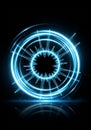 Futuristic glowing blue circular technology interface abstract digital portal Royalty Free Stock Photo