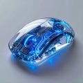 Futuristic Glowing Blue Computer Mouse Royalty Free Stock Photo