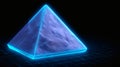 Futuristic Glowing Blue Digital Pyramid on Dark Background for Technology and Science Visuals Royalty Free Stock Photo