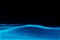 Futuristic glowing blue energy wave animation Digital 3d rendering