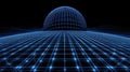 Futuristic glowing blue grid with spherical dome Royalty Free Stock Photo
