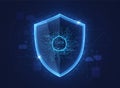 Cyber Security Shield Protecting Digital Data Cloud and Network Circuit Background Royalty Free Stock Photo