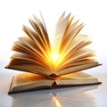 Floating glowing book with pages turning