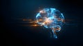 Futuristic Glowing Brain with Digital Grid. Artificial Intelligence and Neural Network Concept. Digital brain made of Royalty Free Stock Photo