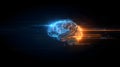 Futuristic Glowing Brain with Digital Grid. Artificial Intelligence and Neural Network Concept. Digital brain made of Royalty Free Stock Photo