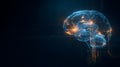 Futuristic Glowing Brain with Digital Grid. Artificial Intelligence and Neural Network Concept. Digital brain made of Royalty Free Stock Photo